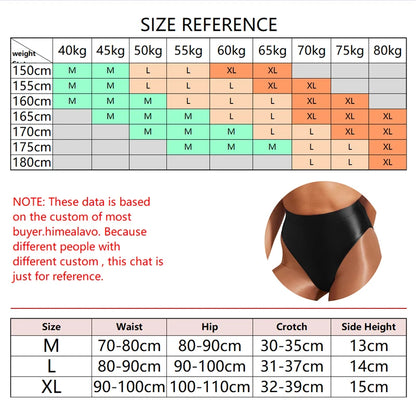 WOMEN sexy gloss briefs Bikinis tight High waisted fork elasticity Hip lifting swimming trunks Oily smooth MEN underwear