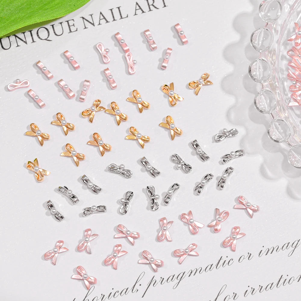 10Pcs Ballet Dance Shoes 3D Nail Charms 8mm Pink Metal Dance Shoes Ribbon Nail Art DIY Kawaii Ballet Bows Manicure Supplies &*&