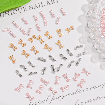 10Pcs Ballet Dance Shoes 3D Nail Charms 8mm Pink Metal Dance Shoes Ribbon Nail Art DIY Kawaii Ballet Bows Manicure Supplies &*&
