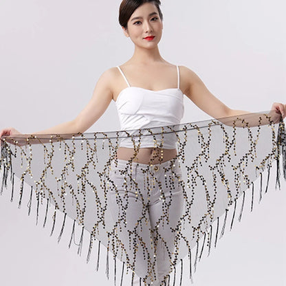 New Belly Dance Costumes Sequins Tassel Indian Belly Dance Hip Scarf for Women Dance Performance Waist Belt