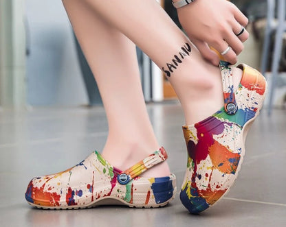 Graffiti Beach Platform Shoes Outdoor 2025 Style Adult Eva Trend Slippers for Men Summer Sale Designer Luxury Fun Sandals Man