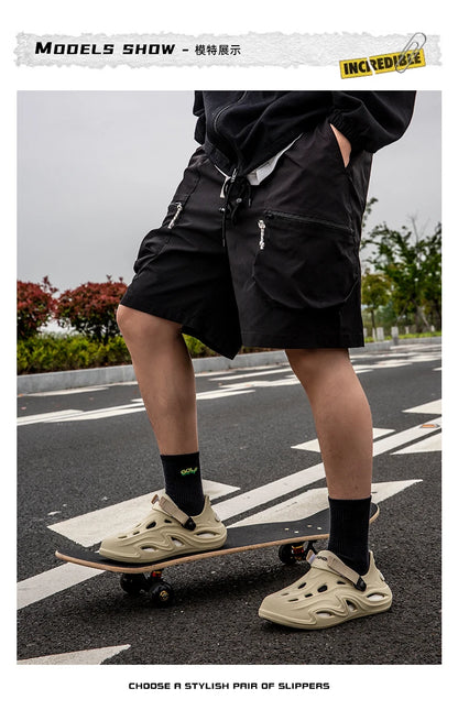Summer Eva Commuting Slides Clogs Men's Slippers Sandals Beach Water Shoes Trendy Flip Flops Male Slipper Camping Driving