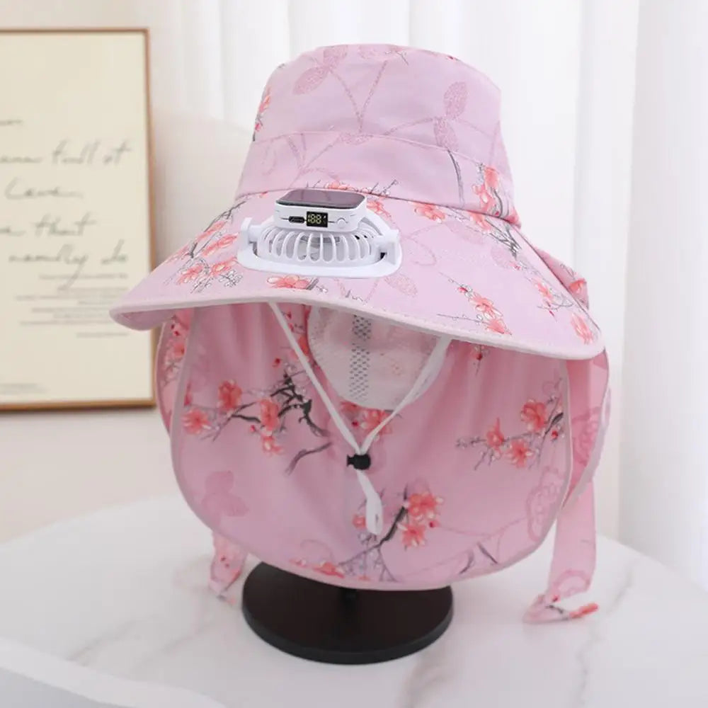 Summer solar digital charge fan hat adults women countryside sun protection thin design breathable work sun hat face cap