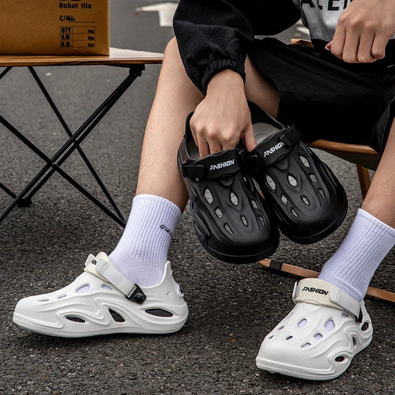 Men Summer Anti-slip Soft EVA Slippers Male Outdoor Hole Garden Sandals Casual Breathable Comfortable Flat Indoor Shoes