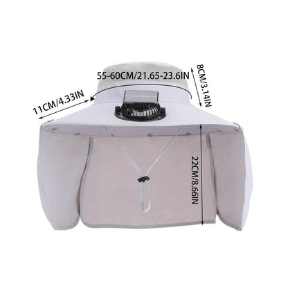 Solar-Powered Outdoor Cooling Fan Hat with Adjustable Brim - UV Protection Sun Cap for Fishing, Hiking & Summer Travel