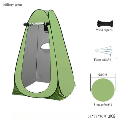 Shower Tent Outdoor Camping Camping Mobile Toilet Changing Clothes Tent Toilet Tent Single Bath Cover with Window Army Green