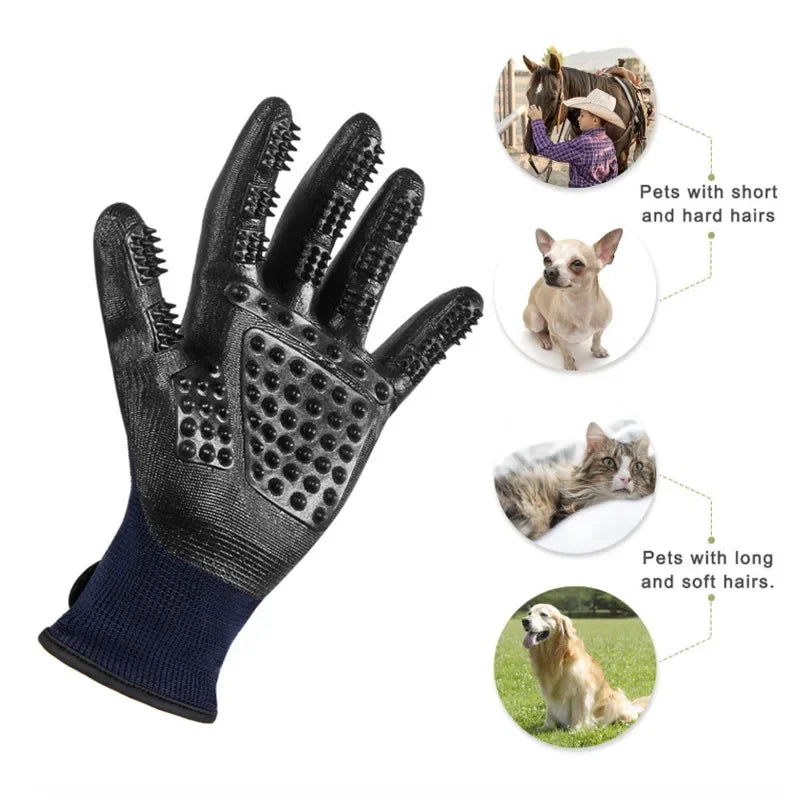 A Pair of Pet Bath Gloves Massage Clean Remove Floating Hair Pet Grooming Hair Removal Rubber Wear Resistant Non-Slip Pet Gloves