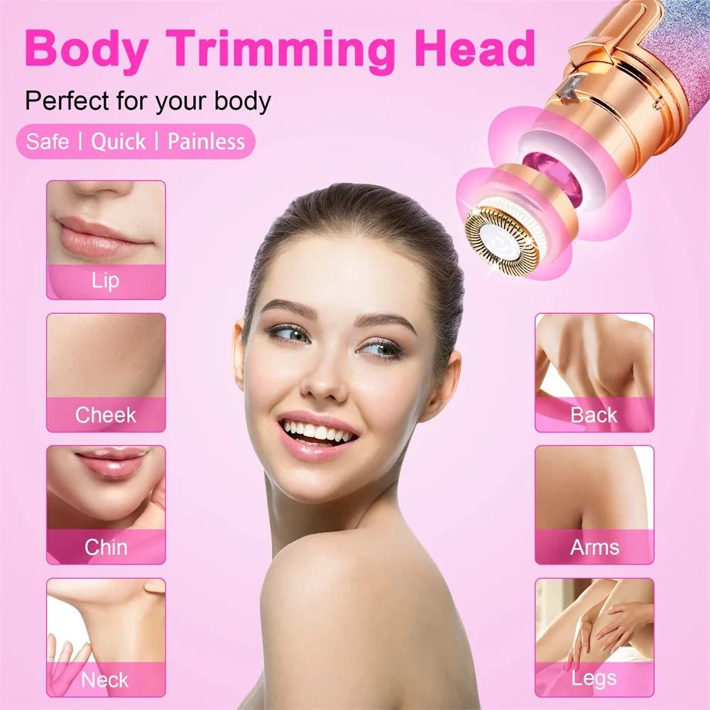Face Hair Remover LED Ligh Painless Hair Shaver Trimmer Blade Facial Hair Removal 2 IN 1 Electric Eyebrow Trimmer Razor
