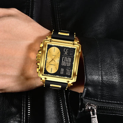 LIGE Fashion Men Quartz Wristwatches FOXBOX Top Brand Luxury Chronograph Square Digital Watch Men Casual Sports Waterproof Clock