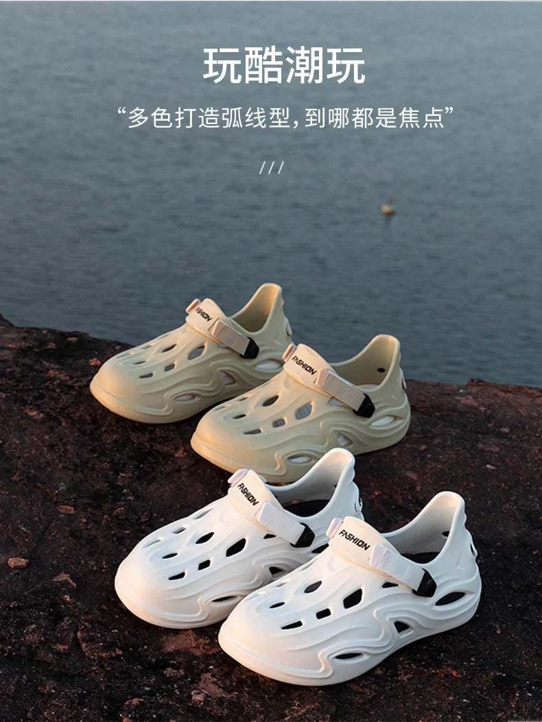Summer Eva Commuting Slides Clogs Men's Slippers Sandals Beach Water Shoes Trendy Flip Flops Male Slipper Camping Driving
