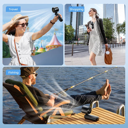 Portable Handheld Turbo Fan 5000mAh Rechargeable Fan With 6 Speeds Foldable Neck/Desk Fan With Digital Display Pocket Small Fans