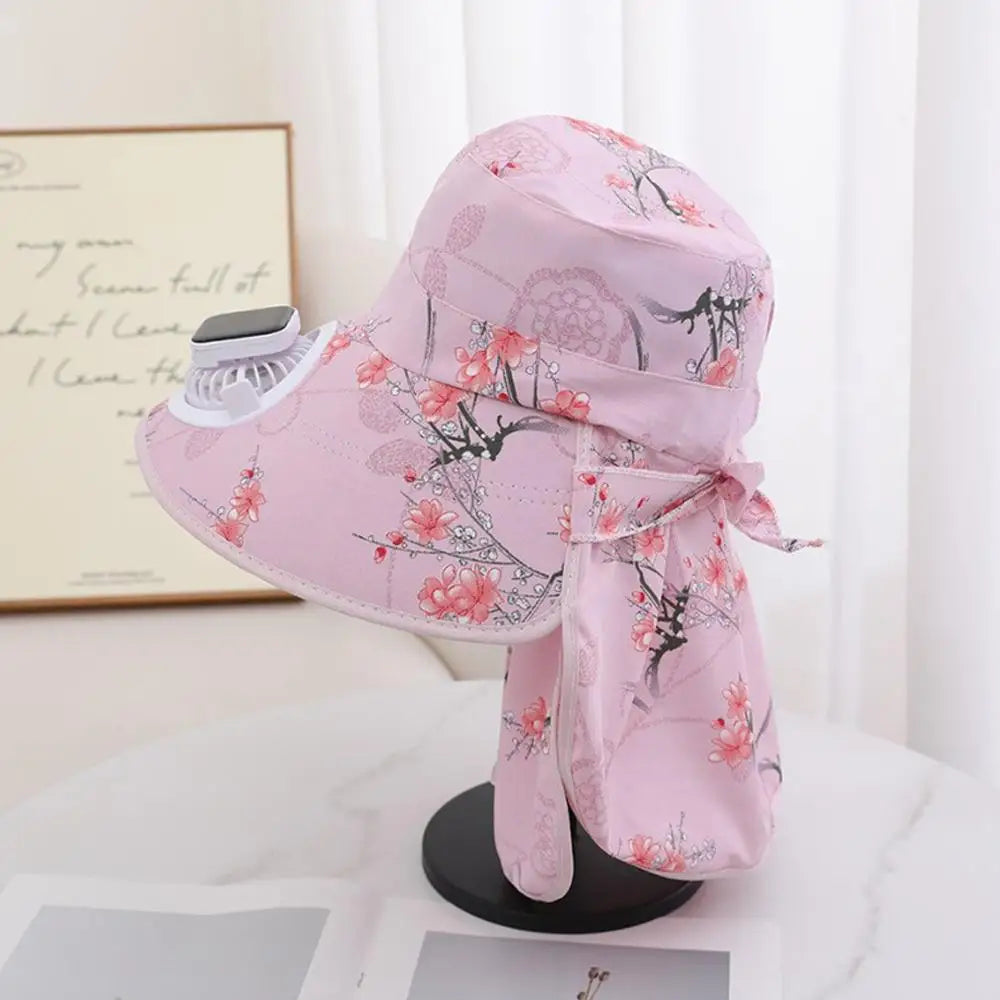 Summer solar digital charge fan hat adults women countryside sun protection thin design breathable work sun hat face cap