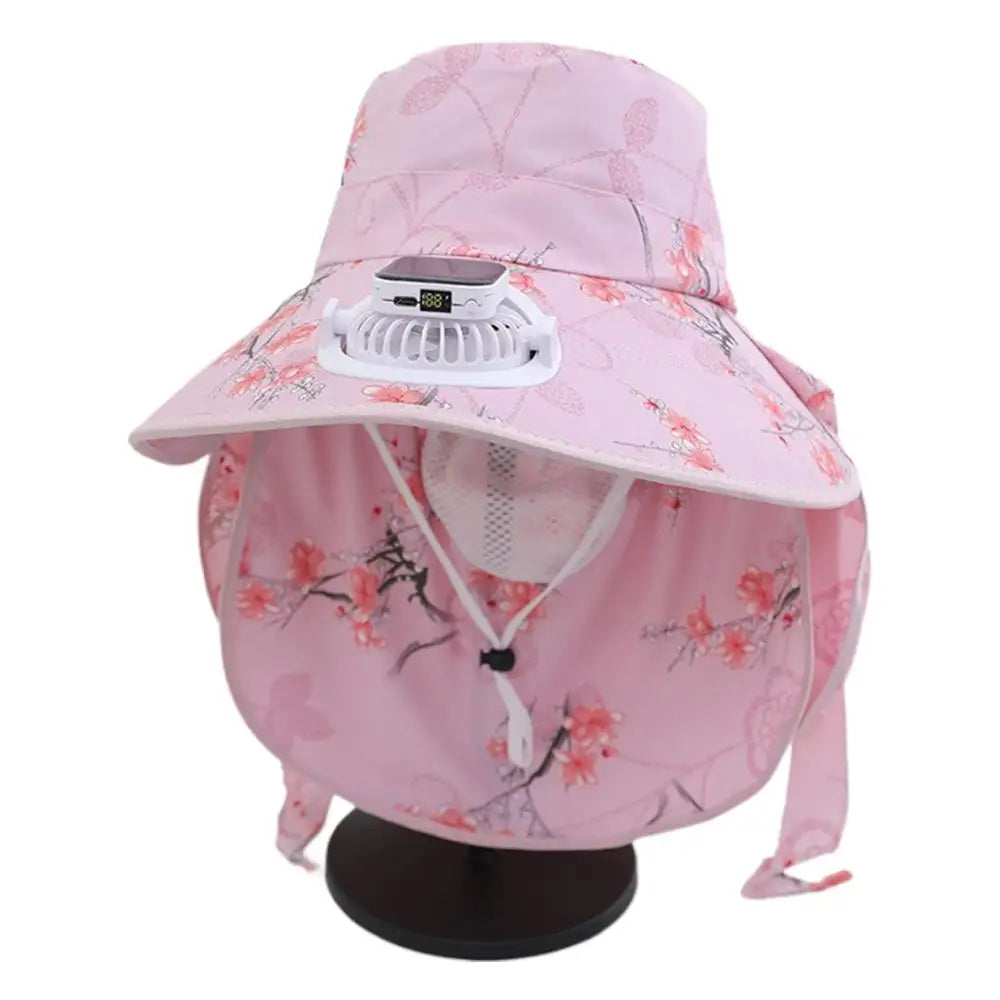 Summer solar digital charge fan hat adults women countryside sun protection thin design breathable work sun hat face cap