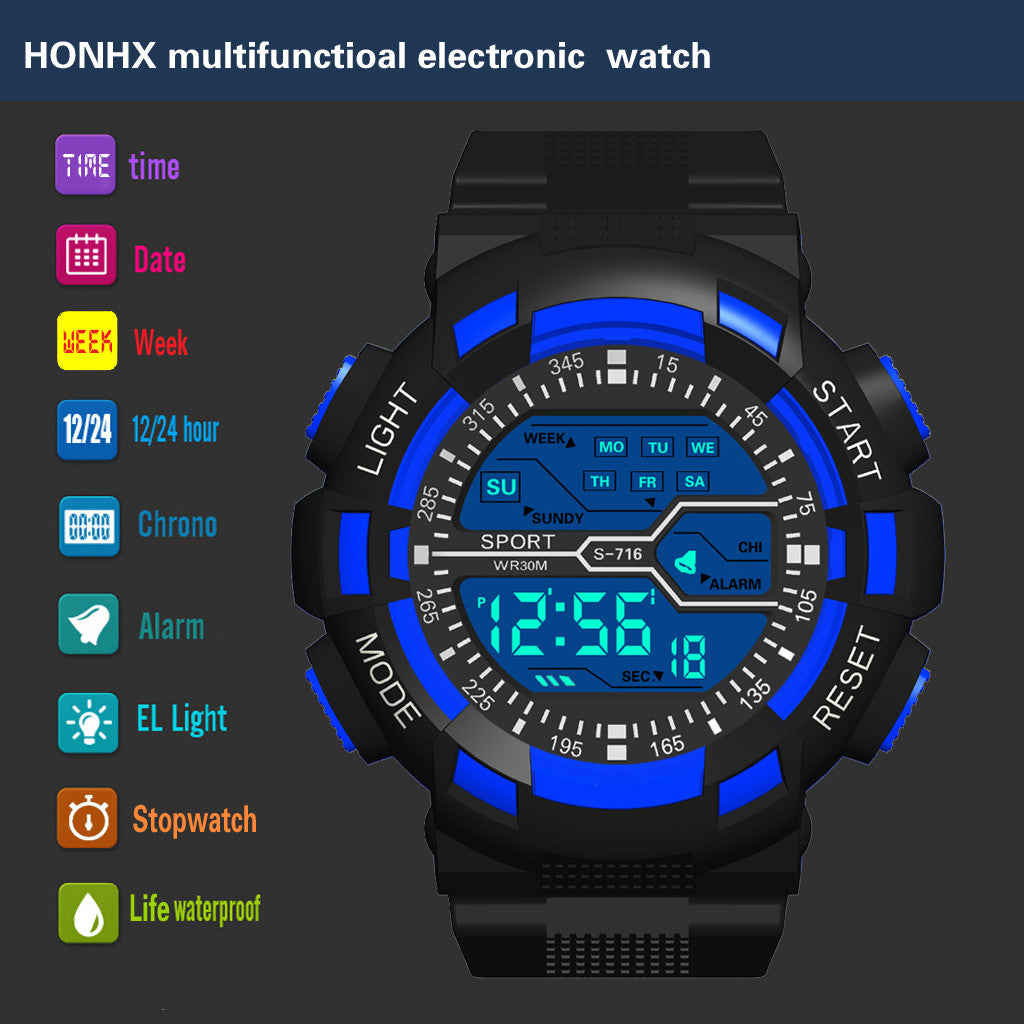 Multifunction Men's Sports Watch Led Digital Watch Big Dial  Luminous Men Sport Watch Luminous Electronic Watch