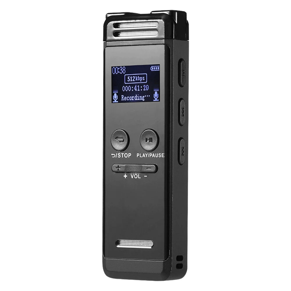 Digital Voice Recorder 32G Activated Record Playback MP3 Music Player w/ Mic Speaker 1536KBPS HD Recording 24 System Languages