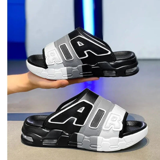 Color Matching Summer PVC High Quality Thick Sole Non-slip Soft New Slip Type Convenient Men's Casual Single Shoes Slippers