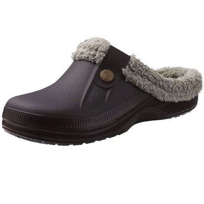 Fashion Men Cotton Slippers Winter Women Men Short Plush Slippers Casual Waterproof Garden Men Shoes New Fur Furry Cotton Shoes