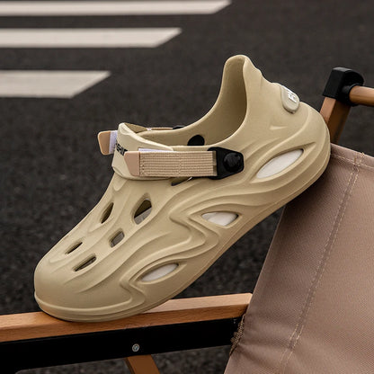 Men Summer Anti-slip Soft EVA Slippers Male Outdoor Hole Garden Sandals Casual Breathable Comfortable Flat Indoor Shoes