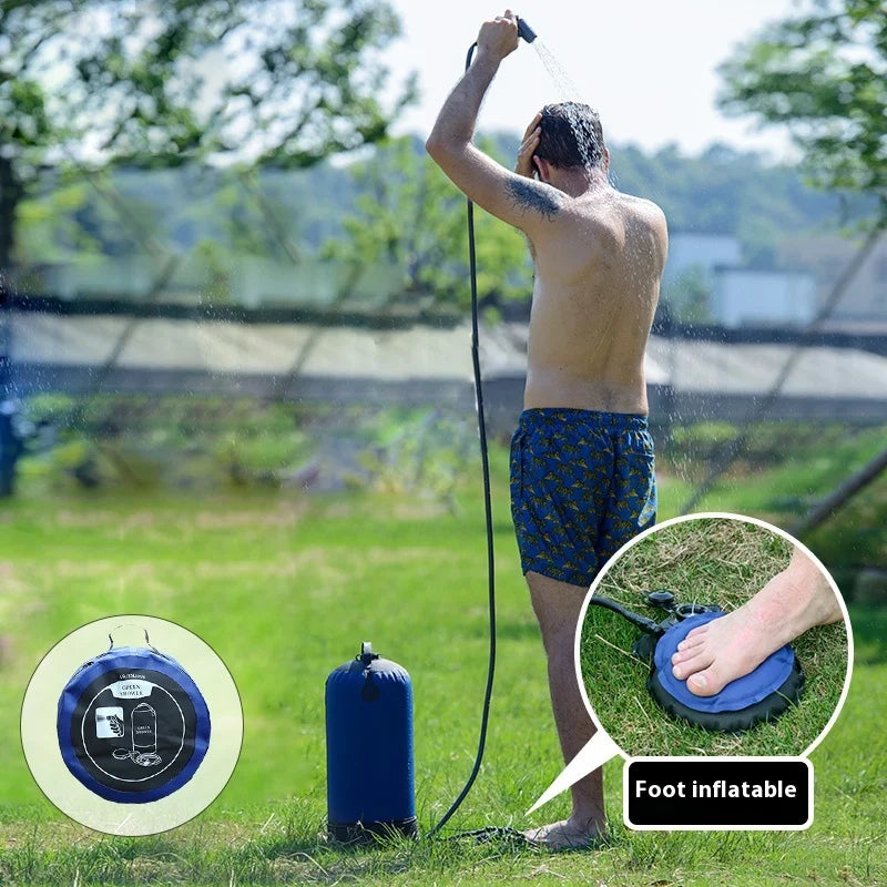 Lohascamping Outdoor Pressure Shower Portable 11L Inflatable Shower Water Bag Camping Lightweight PVC Bathing Bag Washing Tools