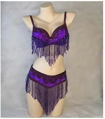 Sexy Hot girl bikini belly dance costume Bra stage show dance clothing nightclub bar evening party wear