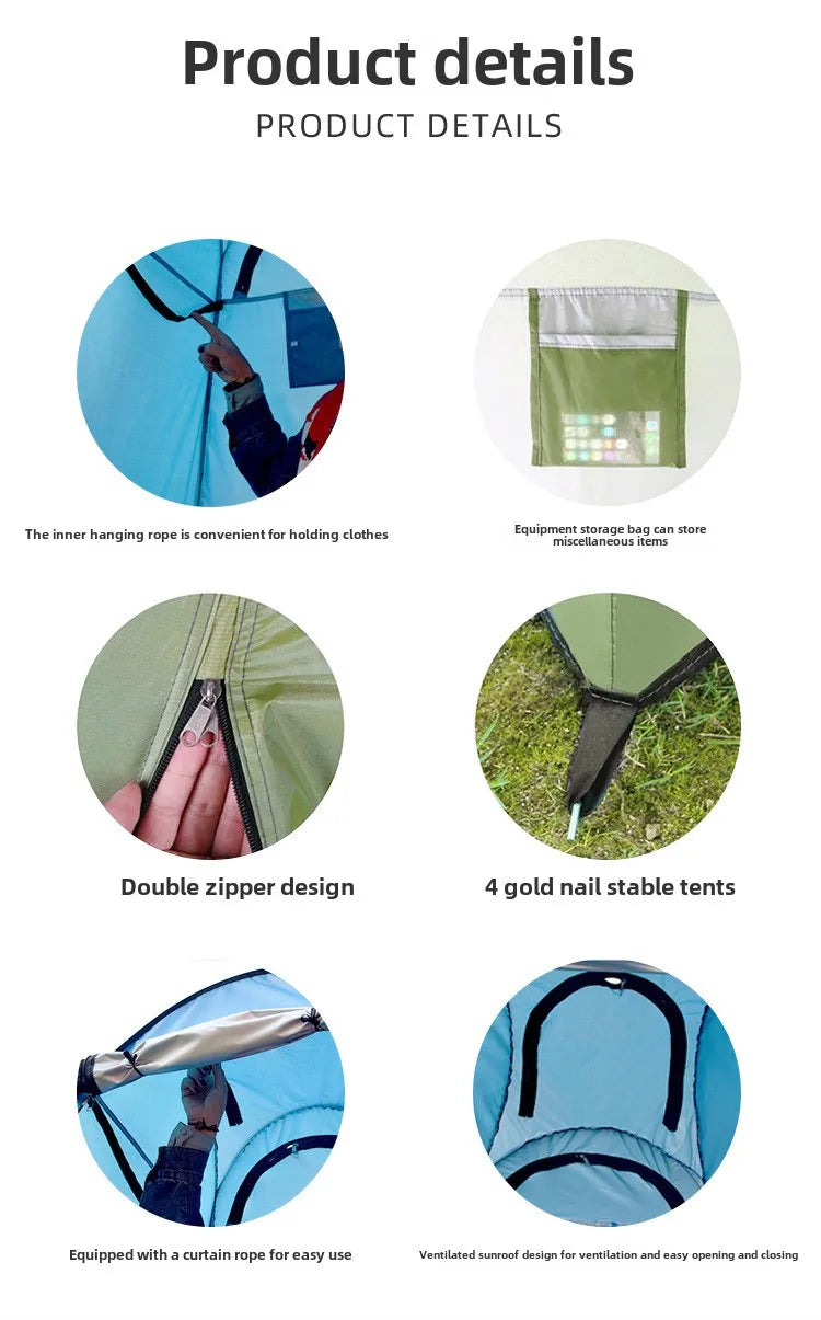 Shower Tent Outdoor Camping Camping Mobile Toilet Changing Clothes Tent Toilet Tent Single Bath Cover with Window Army Green