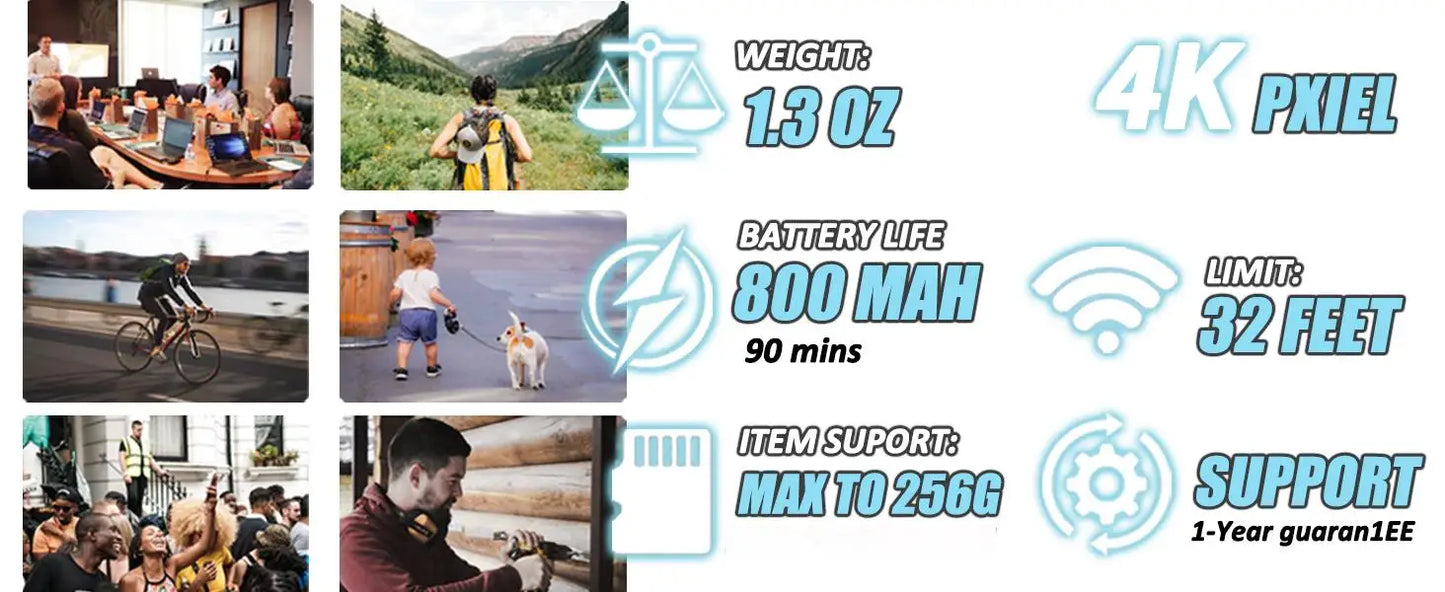 4K UHD Mini Vlog Camera Wireless WiFi Sports Action Camera Small Pocket Body Camcorder Photography Videography Portable Camera