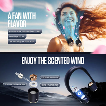 Portable Mini Neck Fan Home Summer Air-cooled Neck Hanging Fans for Outdoor Silent Neckband Wearable Sports Running Travel