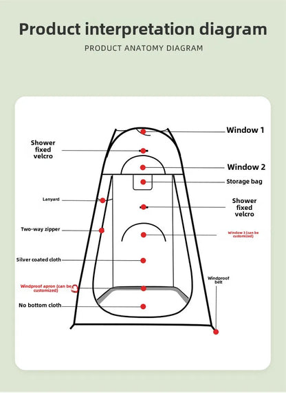 Shower Tent Outdoor Camping Camping Mobile Toilet Changing Clothes Tent Toilet Tent Single Bath Cover with Window Army Green