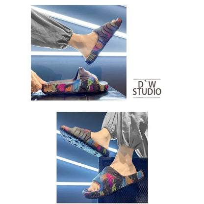Summer Men Shoes Slippers Beach Outdoor EVA Non-Slip Slides Ladies Fashion Flats Flip Flops Casual Sandals Luxury Household