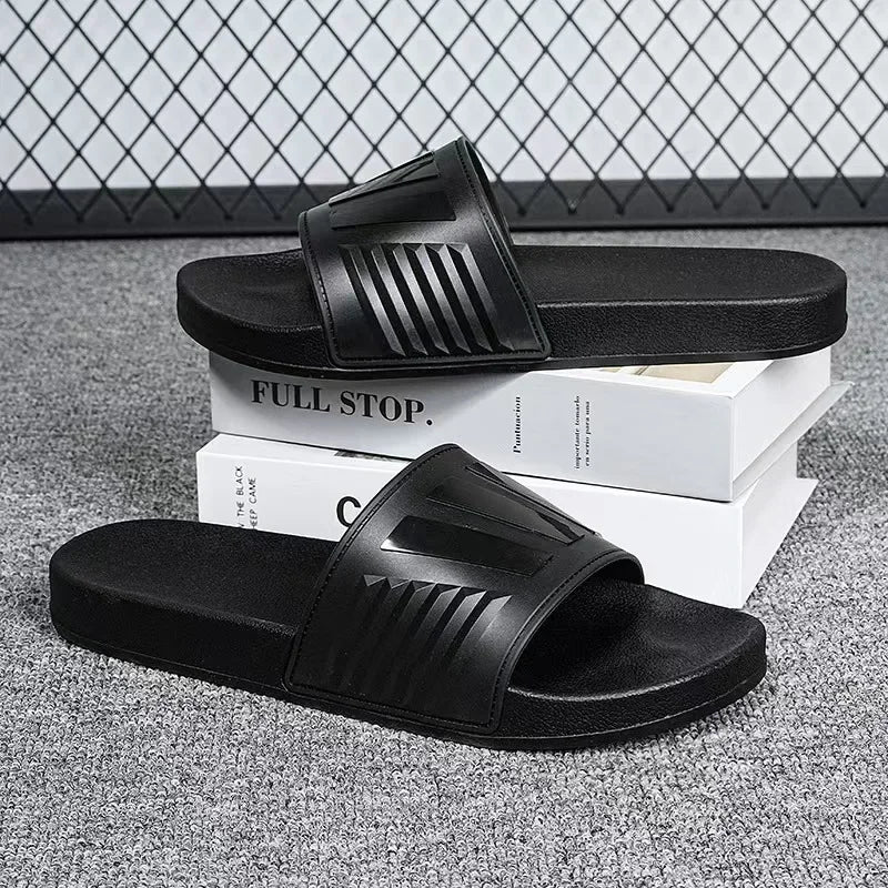 New Cross-Border Style Slippers For Men Anti-Slip Indoor Bathroom Use Couple Home Outer Wear PVC Soled And Faced Slippers For Wo