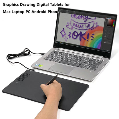Graphics Drawing Tablet Digital Pen Pad Writing Drawing Board For Android Phone Windows Mac Laptop For Painting Designing Course