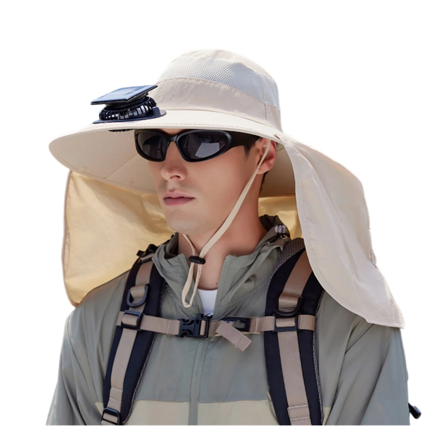 Solar-Powered Outdoor Cooling Fan Hat with Adjustable Brim - UV Protection Sun Cap for Fishing, Hiking & Summer Travel