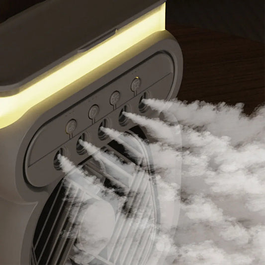 3 In 1 Humidifier Fan LED Night Lights Small Cooling Fan Desktop Spray Fan for Room Bedroom Office Desk