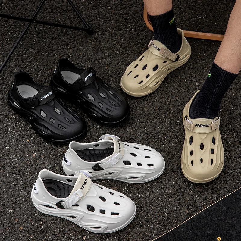 Men Summer Anti-slip Soft EVA Slippers Male Outdoor Hole Garden Sandals Casual Breathable Comfortable Flat Indoor Shoes