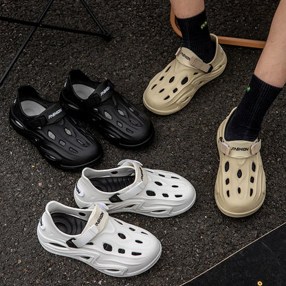 Men Summer Anti-slip Soft EVA Slippers Male Outdoor Hole Garden Sandals Casual Breathable Comfortable Flat Indoor Shoes