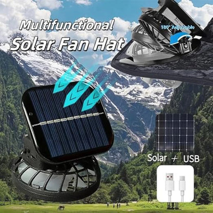 Mens Wide Brim Solar Fan Hat Outdoor 50+Upf Protection Sun Hats With 2 Solar Fan Hiking Fishing Solar Powered Visor Cap Dropping