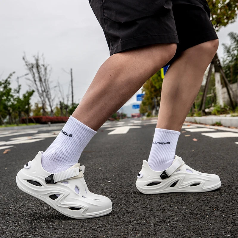 Men Summer Anti-slip Soft EVA Slippers Male Outdoor Hole Garden Sandals Casual Breathable Comfortable Flat Indoor Shoes