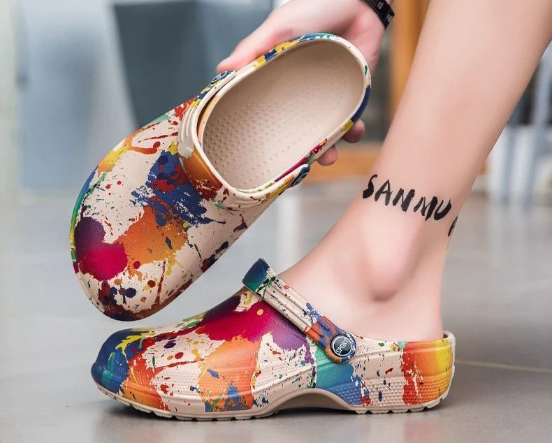 Graffiti Beach Platform Shoes Outdoor 2025 Style Adult Eva Trend Slippers for Men Summer Sale Designer Luxury Fun Sandals Man
