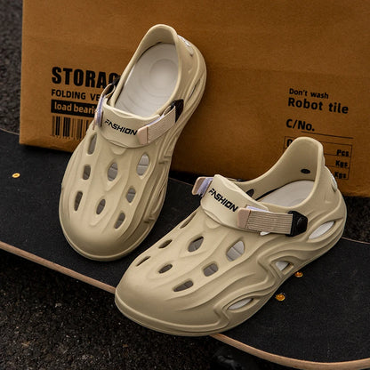 Men Summer Anti-slip Soft EVA Slippers Male Outdoor Hole Garden Sandals Casual Breathable Comfortable Flat Indoor Shoes