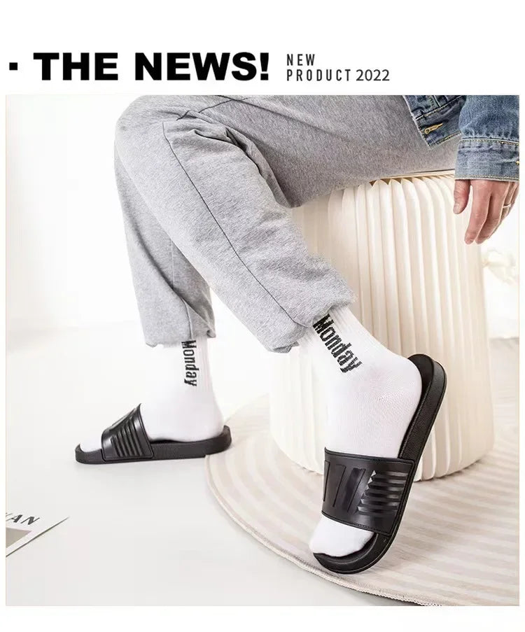New Cross-Border Style Slippers For Men Anti-Slip Indoor Bathroom Use Couple Home Outer Wear PVC Soled And Faced Slippers For Wo