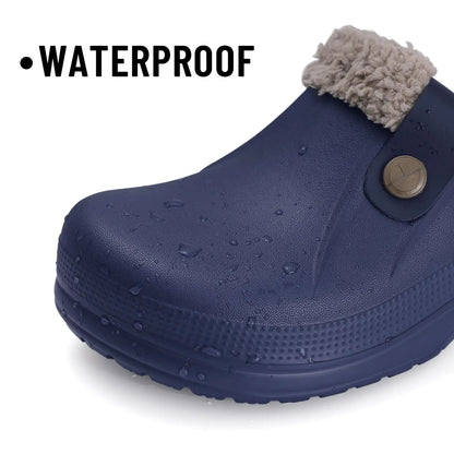 Fashion Men Cotton Slippers Winter Women Men Short Plush Slippers Casual Waterproof Garden Men Shoes New Fur Furry Cotton Shoes