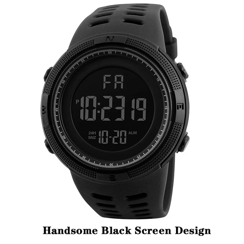 YIKAZE Men's Digital Electronic Watch Sports Glow 50mm Large Dial Student Outdoor Adventure Trend Multifunctional Watches Clock