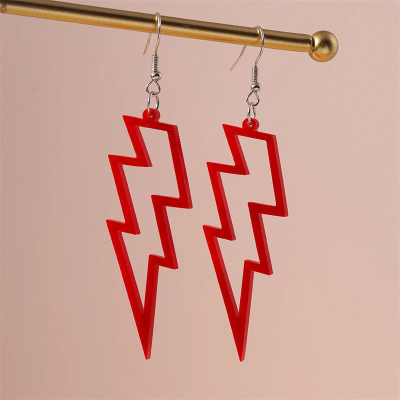 Fashion Candy Color Acrylic Lightning Drop Earrings for Women Cool Long Dangle Earrings Girls Party Festival Jewelry Gifts