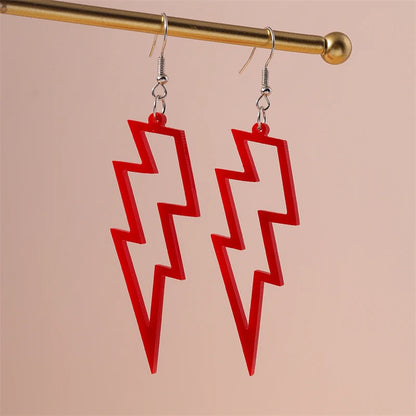 Fashion Candy Color Acrylic Lightning Drop Earrings for Women Cool Long Dangle Earrings Girls Party Festival Jewelry Gifts