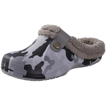 Fashion Men Cotton Slippers Winter Women Men Short Plush Slippers Casual Waterproof Garden Men Shoes New Fur Furry Cotton Shoes