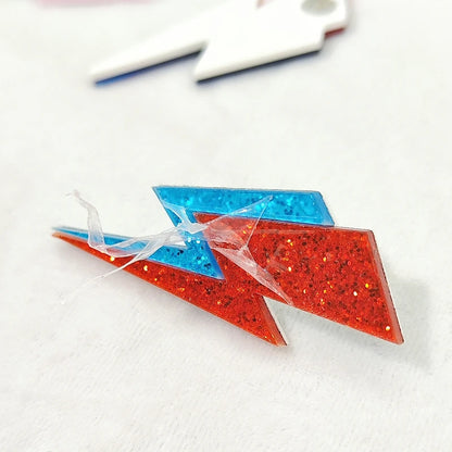 KUGUYS Two Tone Lightning Stud Earrings for Women Glitter Mirror Neon Acrylic Beach Jewelry Summer Accessories
