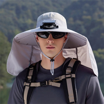 Solar-Powered Outdoor Cooling Fan Hat with Adjustable Brim - UV Protection Sun Cap for Fishing, Hiking & Summer Travel