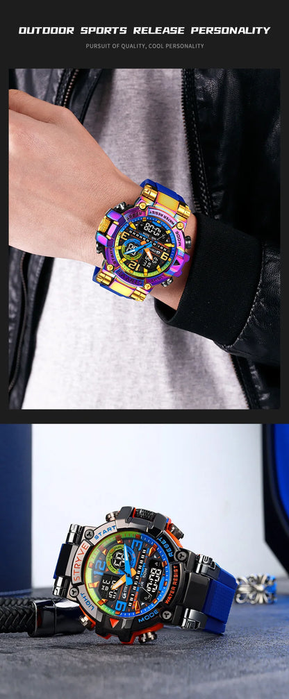 UTHAI CQ254 Fashion Sports electronics Watch Colorful Night Light Man watch Waterproof Multi functional Clock watches for man