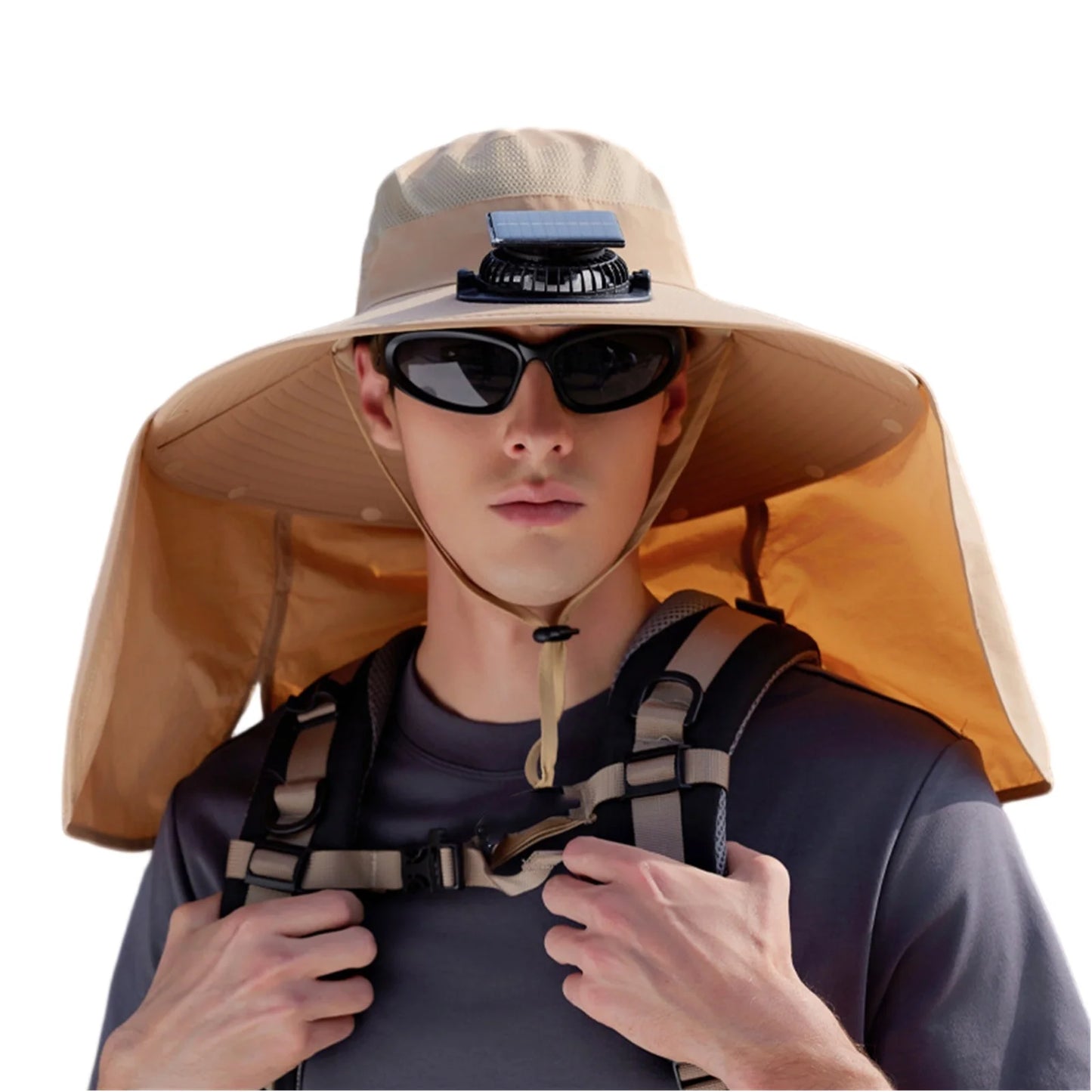 Solar-Powered Outdoor Cooling Fan Hat with Adjustable Brim - UV Protection Sun Cap for Fishing, Hiking & Summer Travel