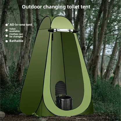 Shower Tent Outdoor Camping Camping Mobile Toilet Changing Clothes Tent Toilet Tent Single Bath Cover with Window Army Green